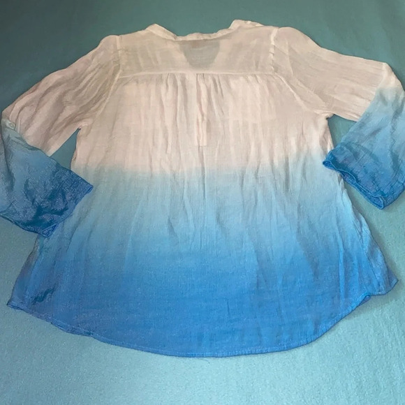 ZAC & RACHEL gauzy ombré tunic long sleeves semi sheer pockets v-neck size 2X - Picture 2 of 13